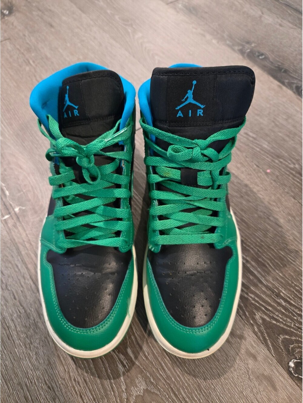 Jordan 1 Mid Aquatone Lucky Green Women Size 9.5 BQ6472-033 Preowned - Picture 2 of 6